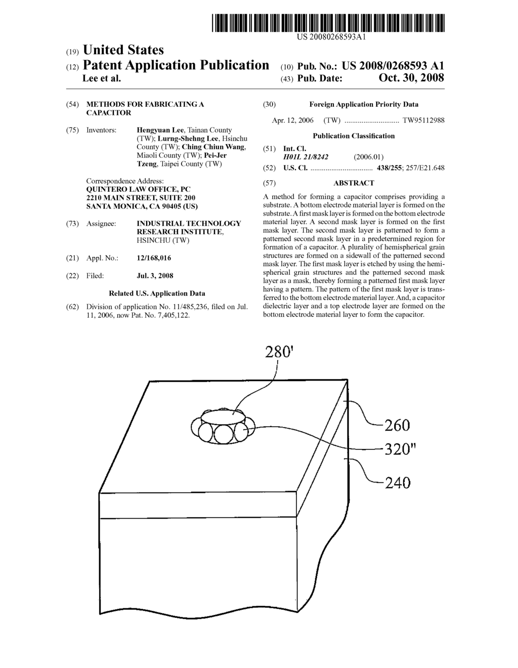 METHODS FOR FABRICATING A CAPACITOR - diagram, schematic, and image 01