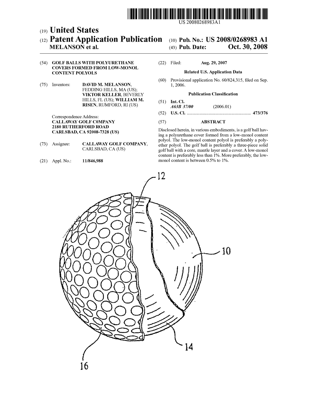 GOLF BALLS WITH POLYURETHANE COVERS FORMED FROM LOW-MONOL CONTENT POLYOLS - diagram, schematic, and image 01