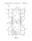 Absorbent article featuring leakage warning diagram and image