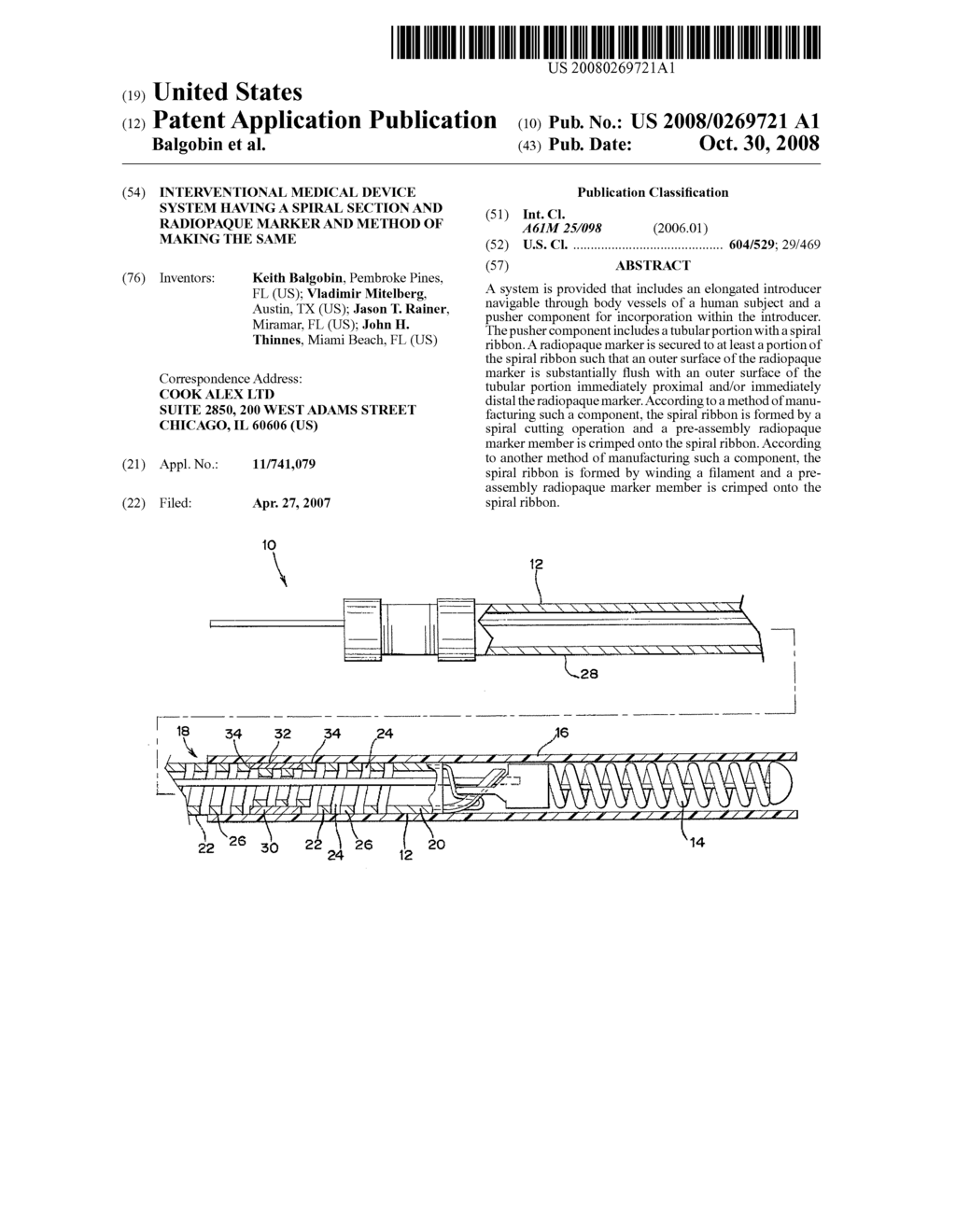 INTERVENTIONAL MEDICAL DEVICE SYSTEM HAVING A SPIRAL SECTION AND RADIOPAQUE MARKER AND METHOD OF MAKING THE SAME - diagram, schematic, and image 01