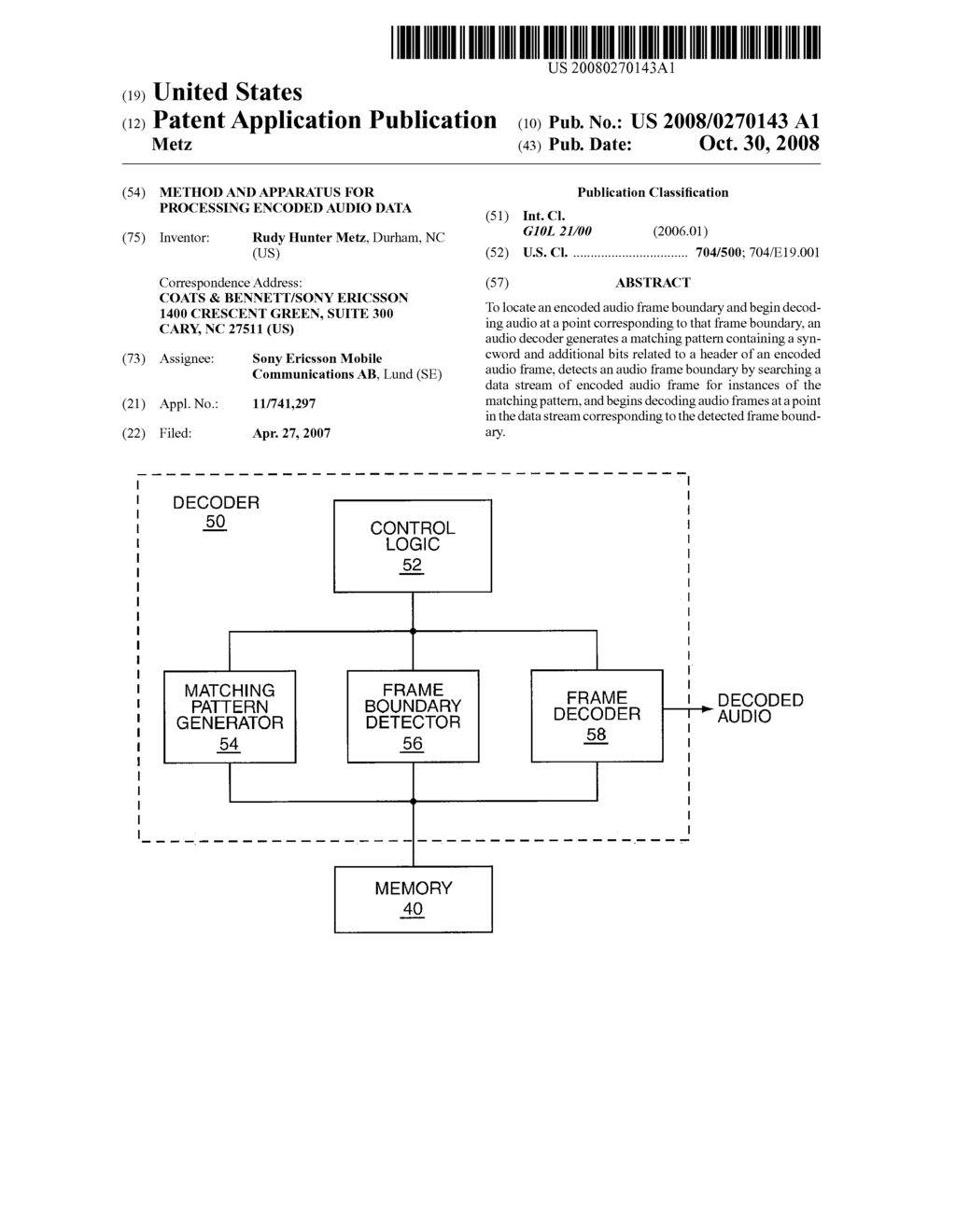 Method and Apparatus for Processing Encoded Audio Data - diagram, schematic, and image 01