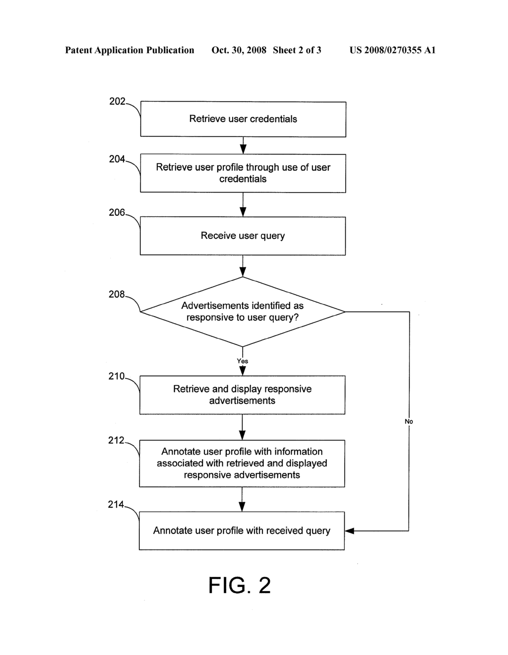 SYSTEM AND METHOD FOR IDENTIFYING ADVERTISEMENTS RESPONSIVE TO HISTORICAL USER QUERIES - diagram, schematic, and image 03