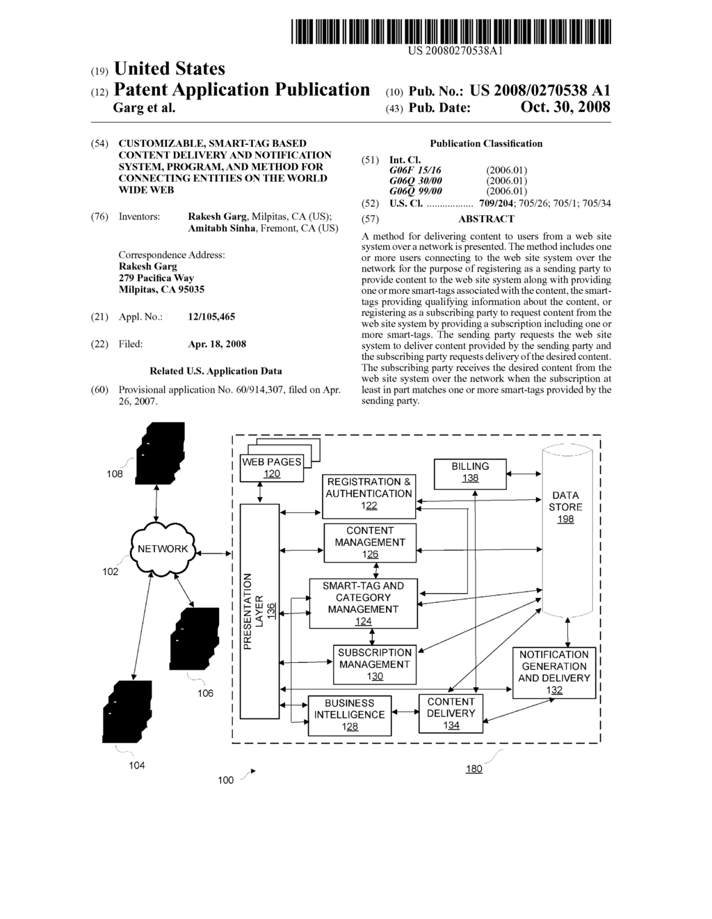 CUSTOMIZABLE, SMART-TAG BASED CONTENT DELIVERY AND NOTIFICATION SYSTEM, PROGRAM, AND METHOD FOR CONNECTING ENTITIES ON THE WORLD WIDE WEB - diagram, schematic, and image 01