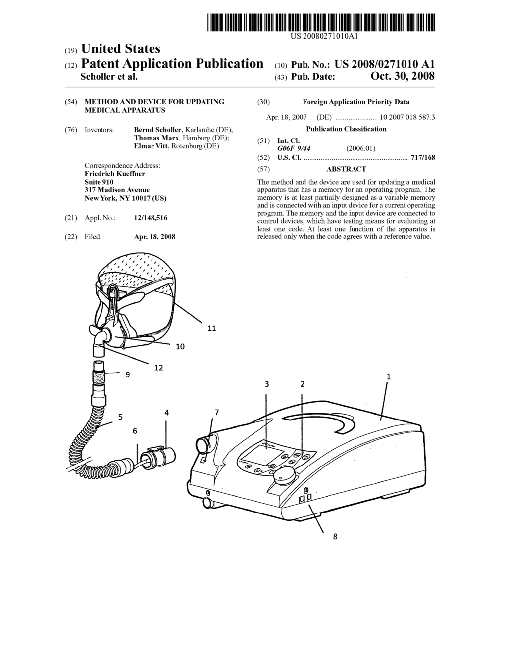 Method and device for updating medical apparatus - diagram, schematic, and image 01