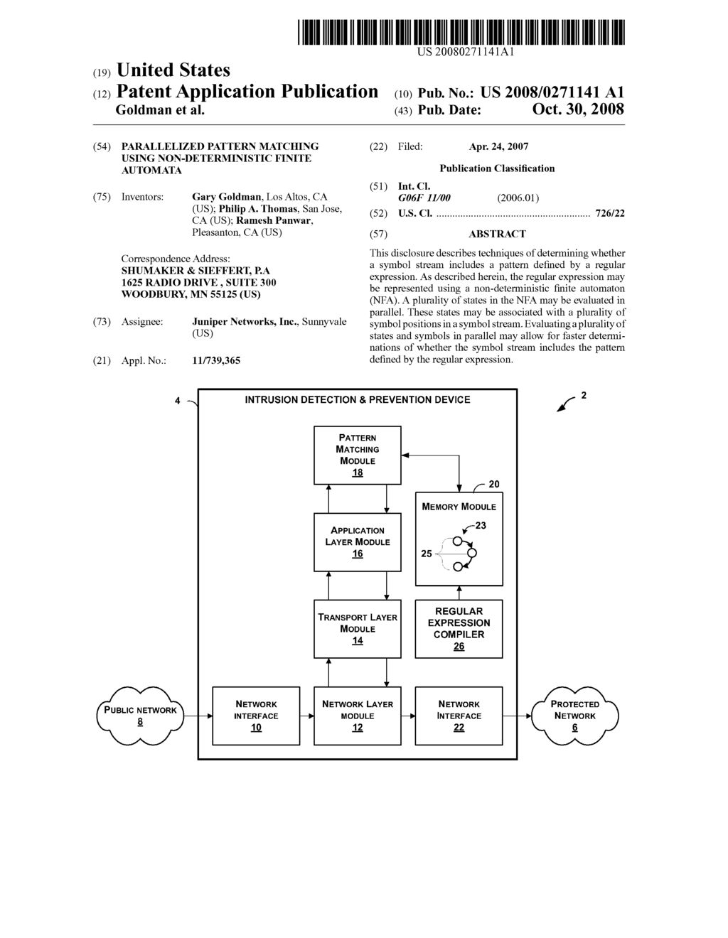 PARALLELIZED PATTERN MATCHING USING NON-DETERMINISTIC FINITE AUTOMATA - diagram, schematic, and image 01