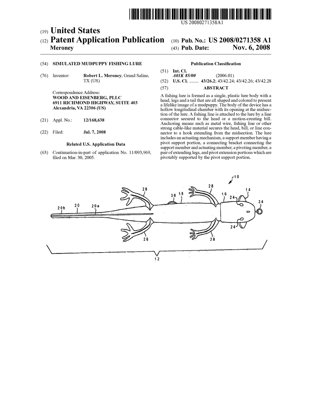 SIMULATED MUDPUPPY FISHING LURE - diagram, schematic, and image 01