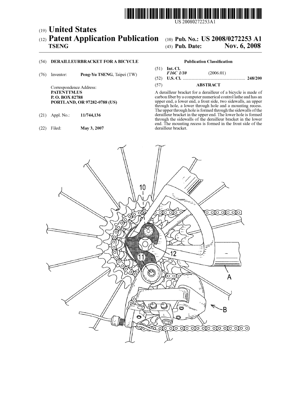 DERAILLEURBRACKET FOR A BICYCLE - diagram, schematic, and image 01