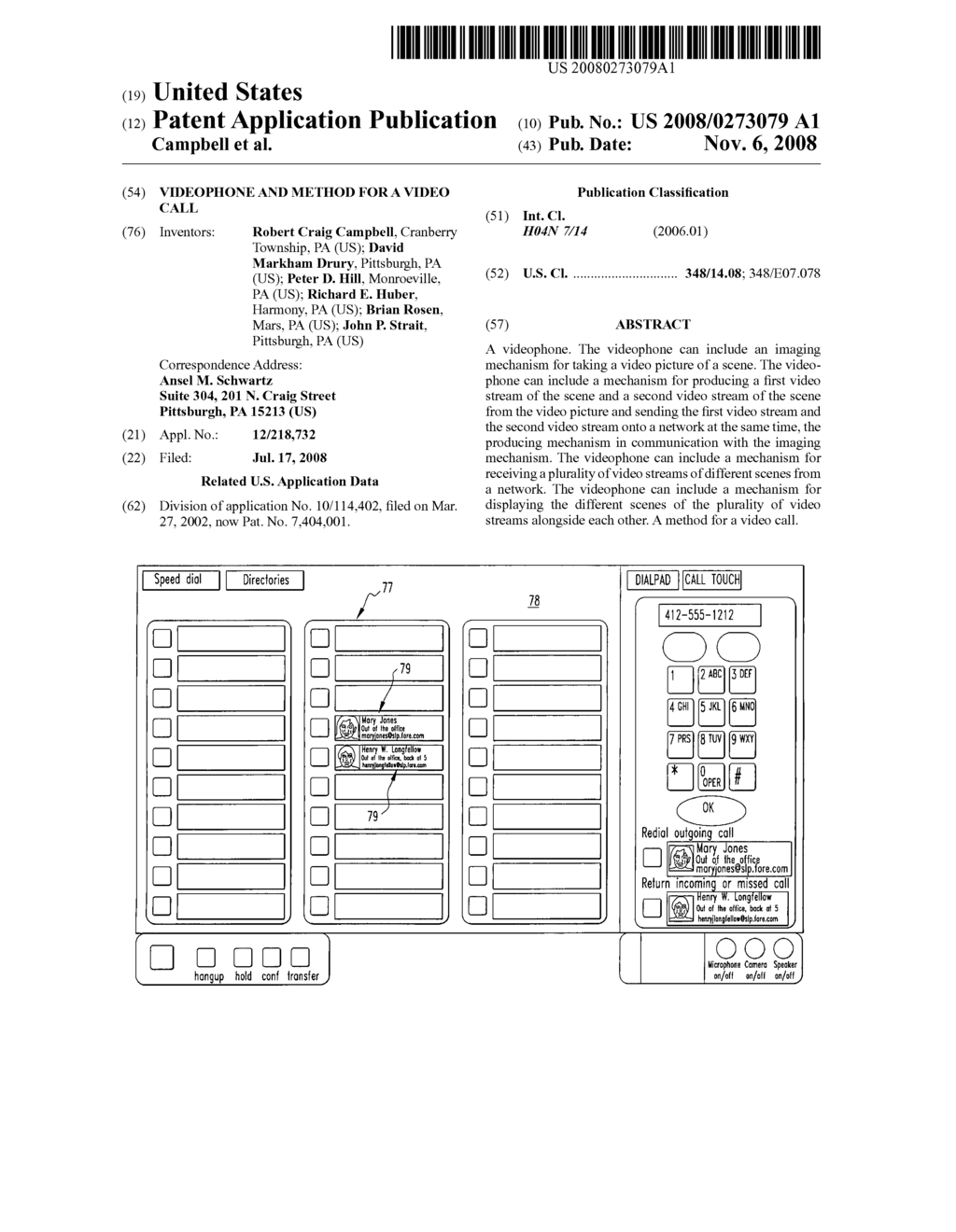 Videophone and method for a video call - diagram, schematic, and image 01