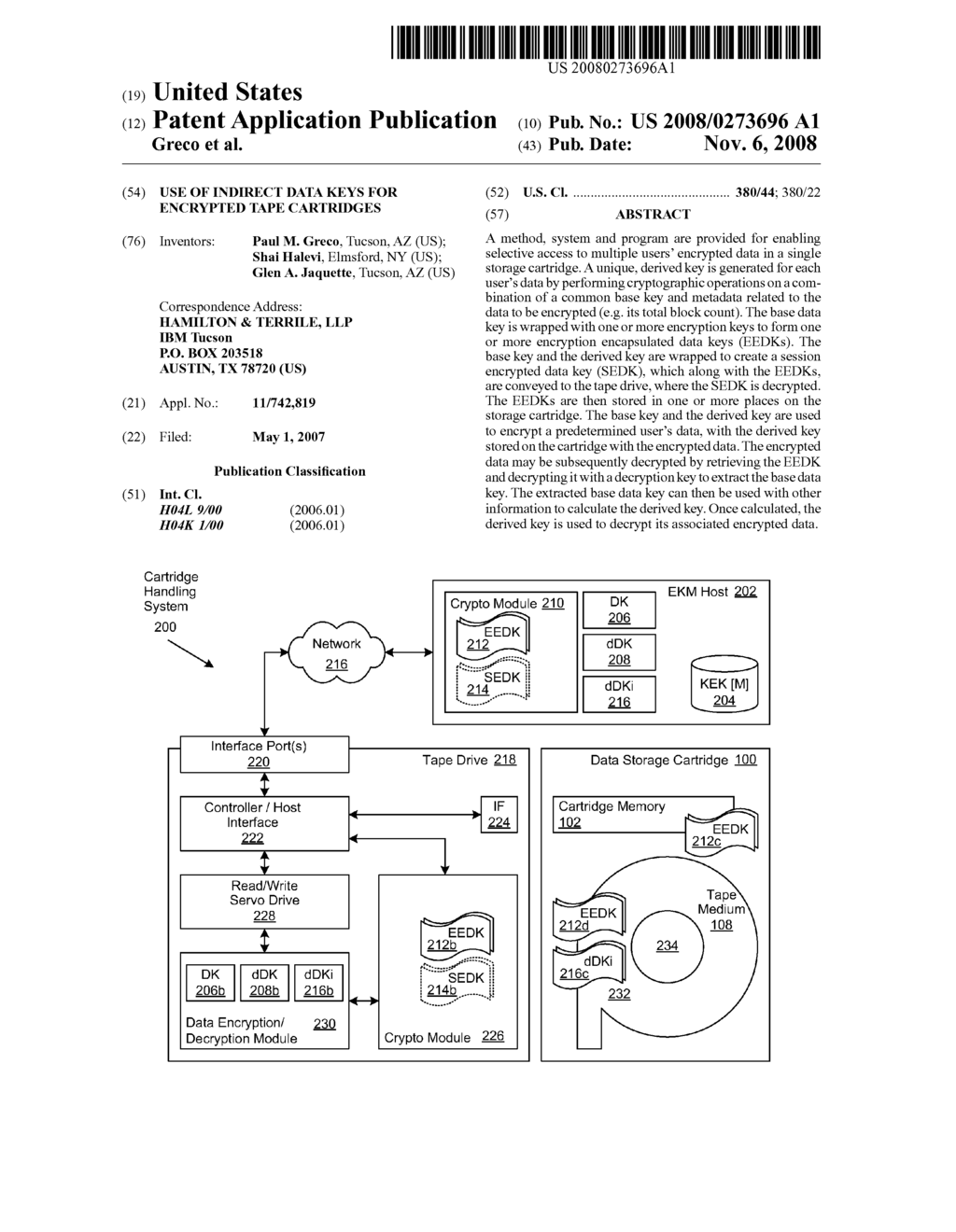 Use of Indirect Data Keys for Encrypted Tape Cartridges - diagram, schematic, and image 01