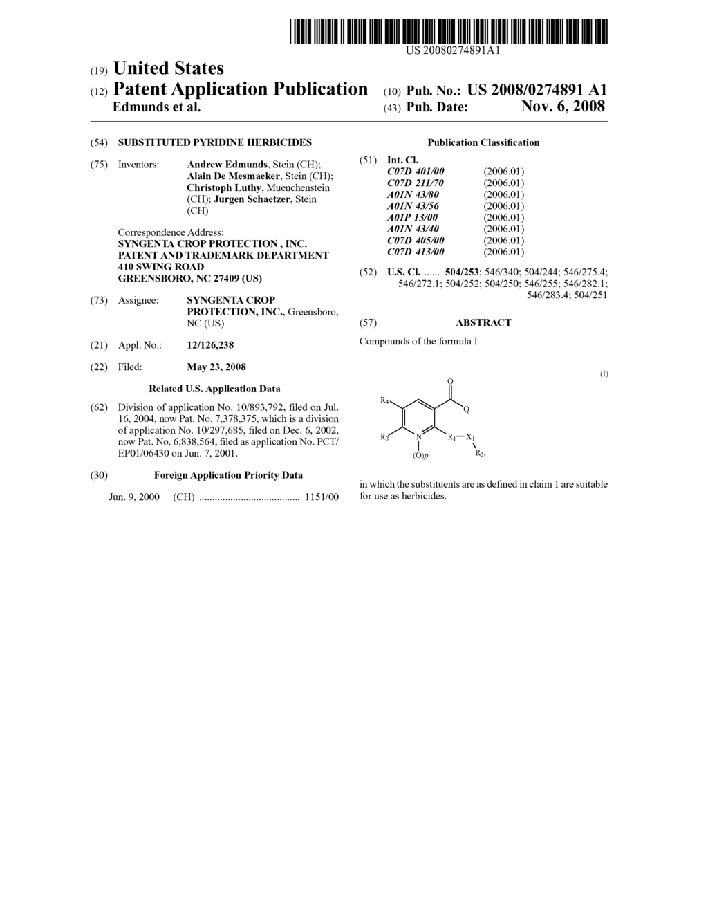 SUBSTITUTED PYRIDINE HERBICIDES - diagram, schematic, and image 01