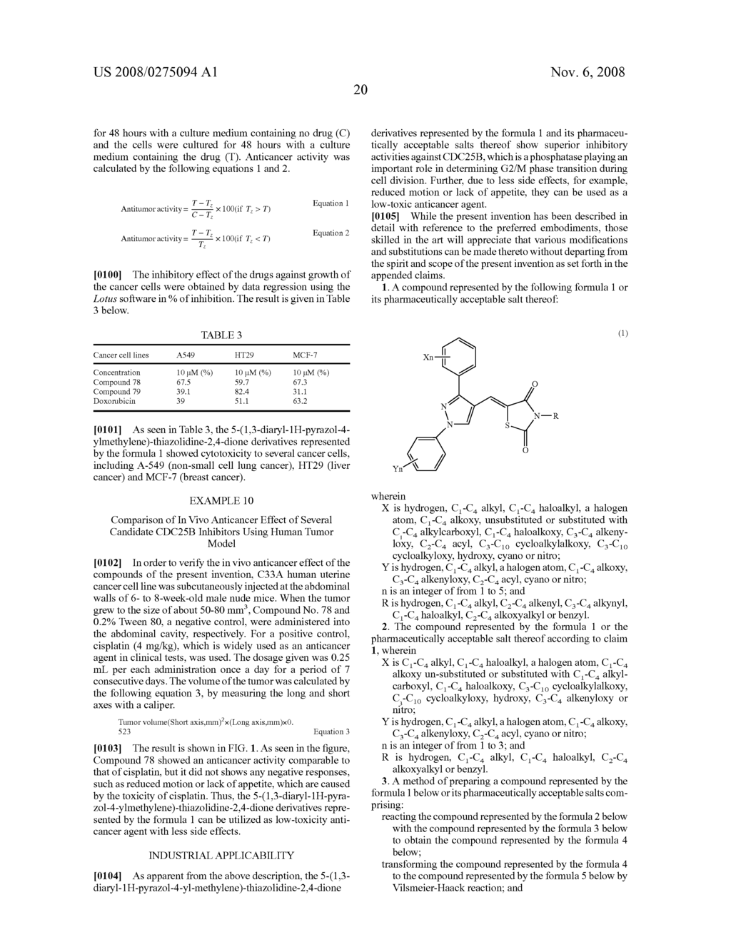 5-(1,3-Diaryl-1H-Pyrazol-4-1 Methylene)-Thiazolidine-2,4-Dione Derivatives Useful as Anticancer Agent - diagram, schematic, and image 22