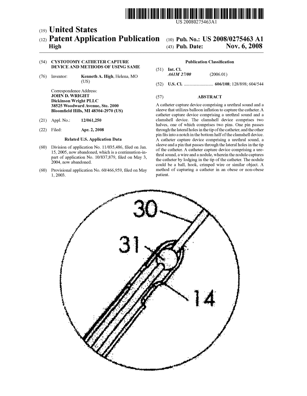 CYSTOTOMY CATHETER CAPTURE DEVICE AND METHODS OF USING SAME - diagram, schematic, and image 01