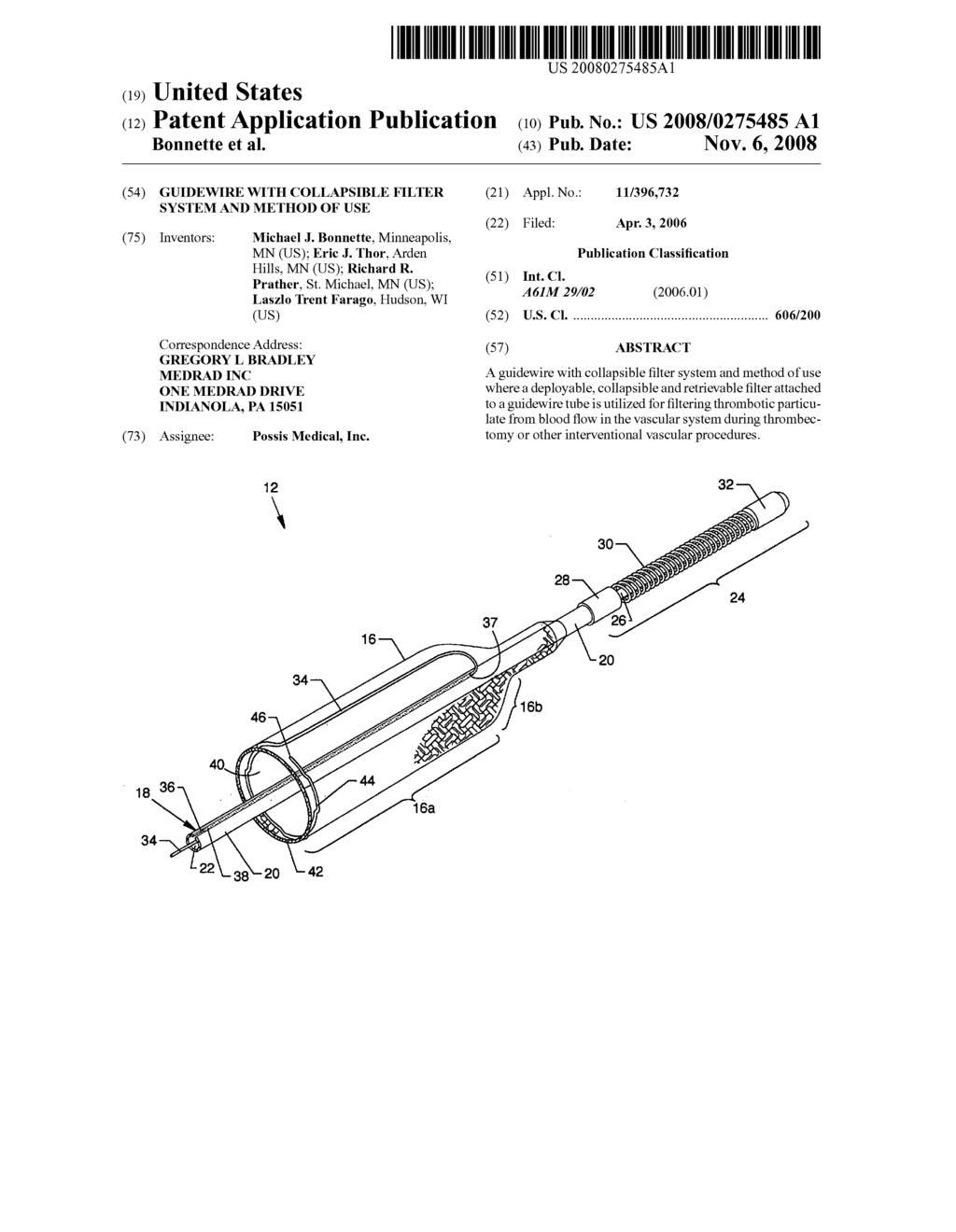 Guidewire with collapsible filter system and method of use - diagram, schematic, and image 01