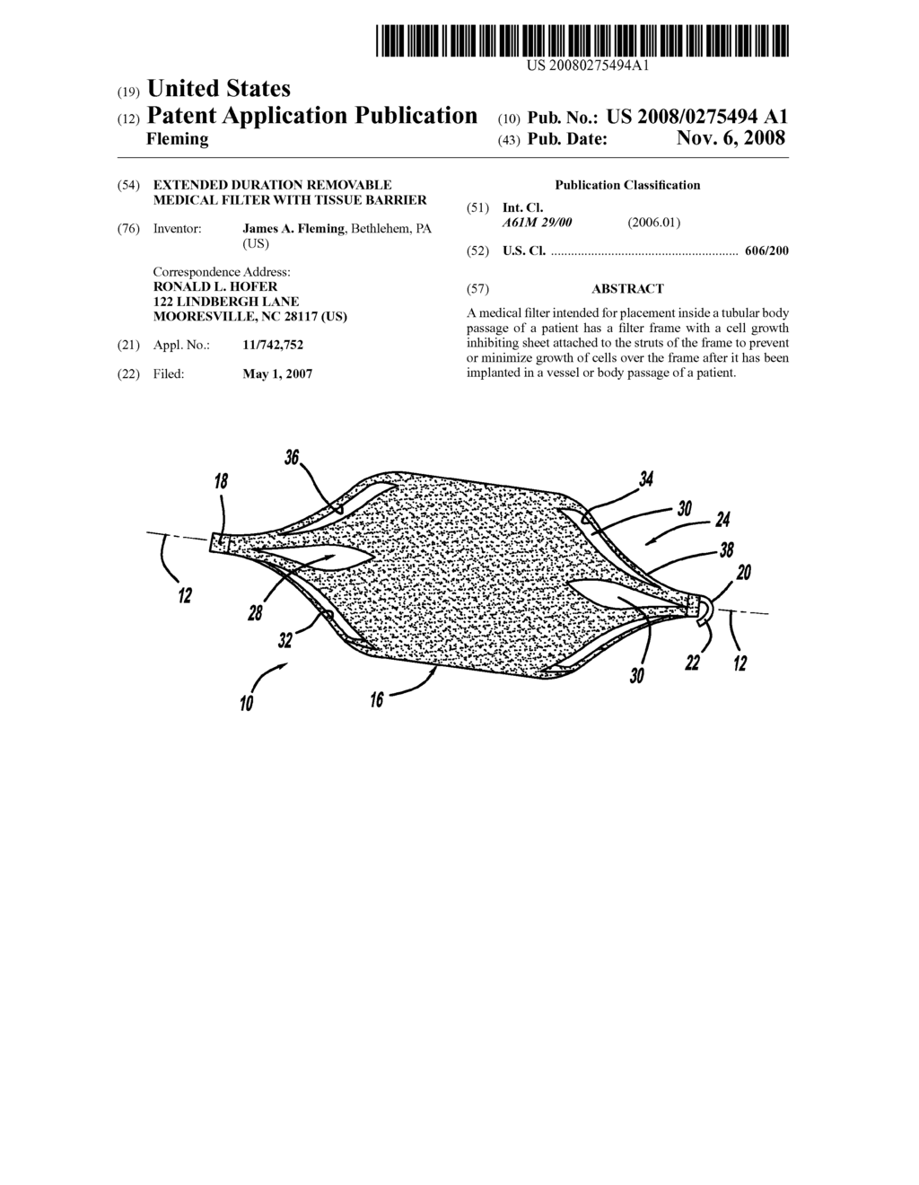 EXTENDED DURATION REMOVABLE MEDICAL FILTER WITH TISSUE BARRIER - diagram, schematic, and image 01