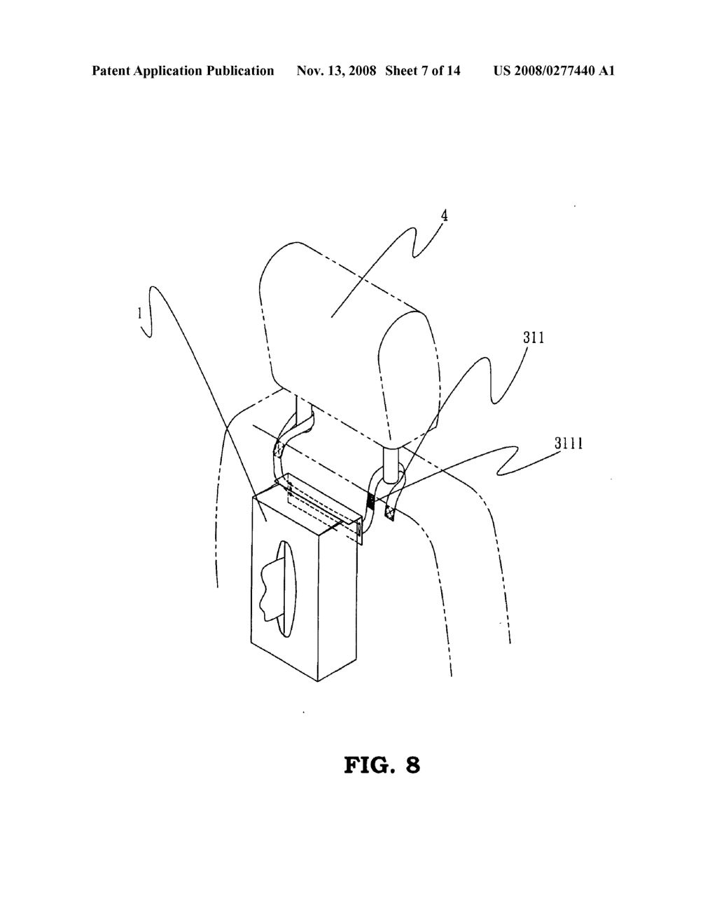 Tissue box holder with magnetic and hook and loop attaching arrangements - diagram, schematic, and image 08