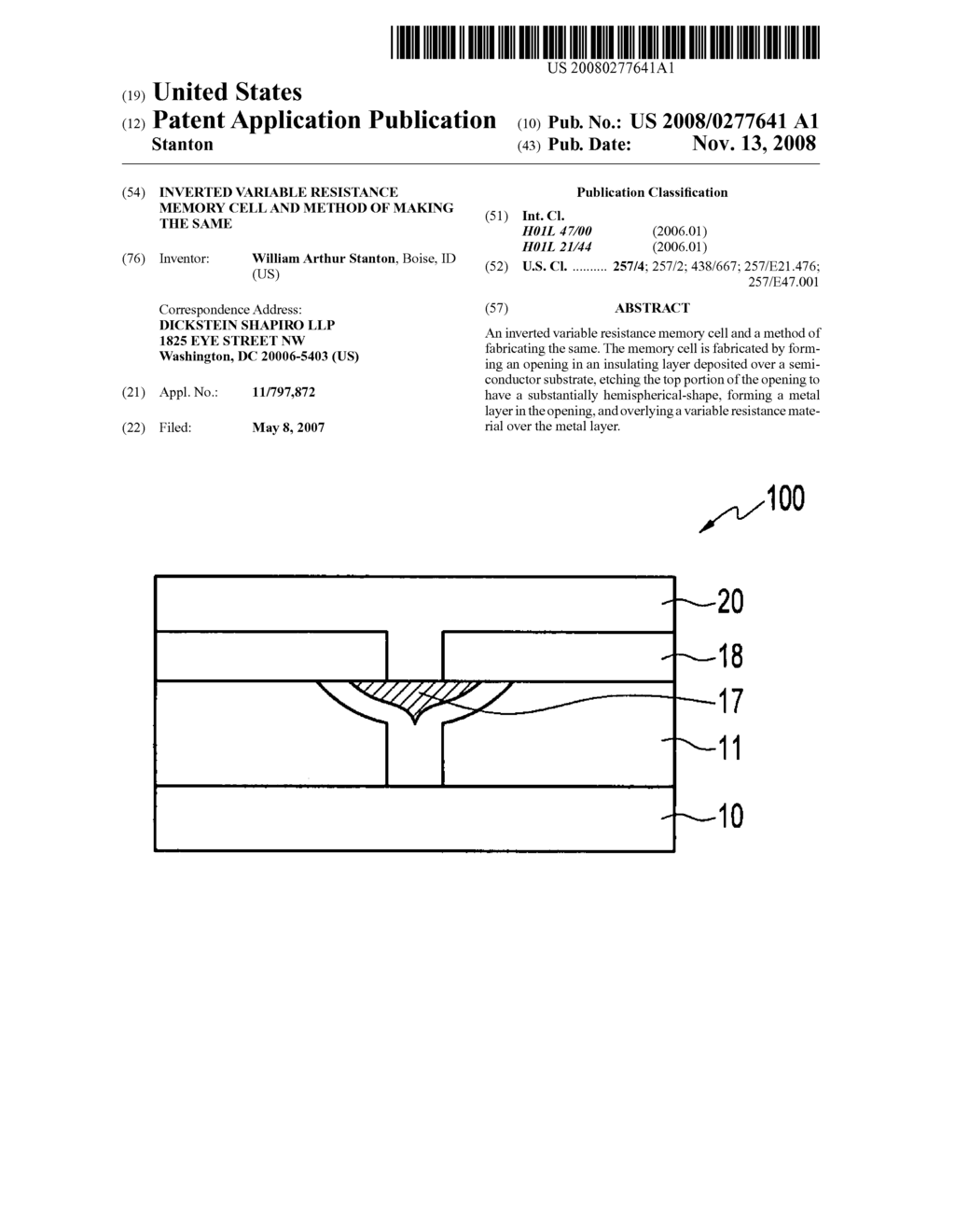 Inverted variable resistance memory cell and method of making the same - diagram, schematic, and image 01