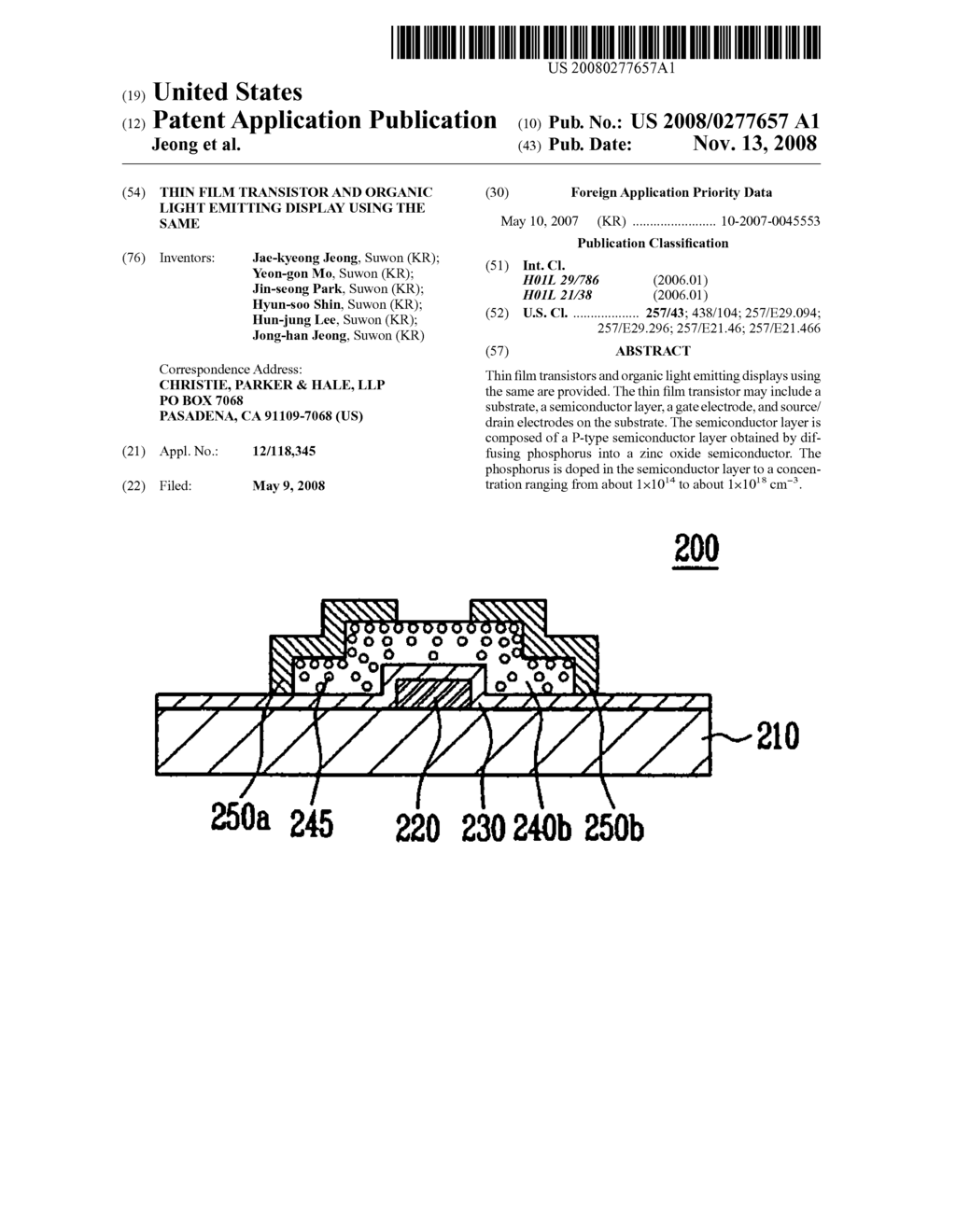 THIN FILM TRANSISTOR AND ORGANIC LIGHT EMITTING DISPLAY USING THE SAME - diagram, schematic, and image 01