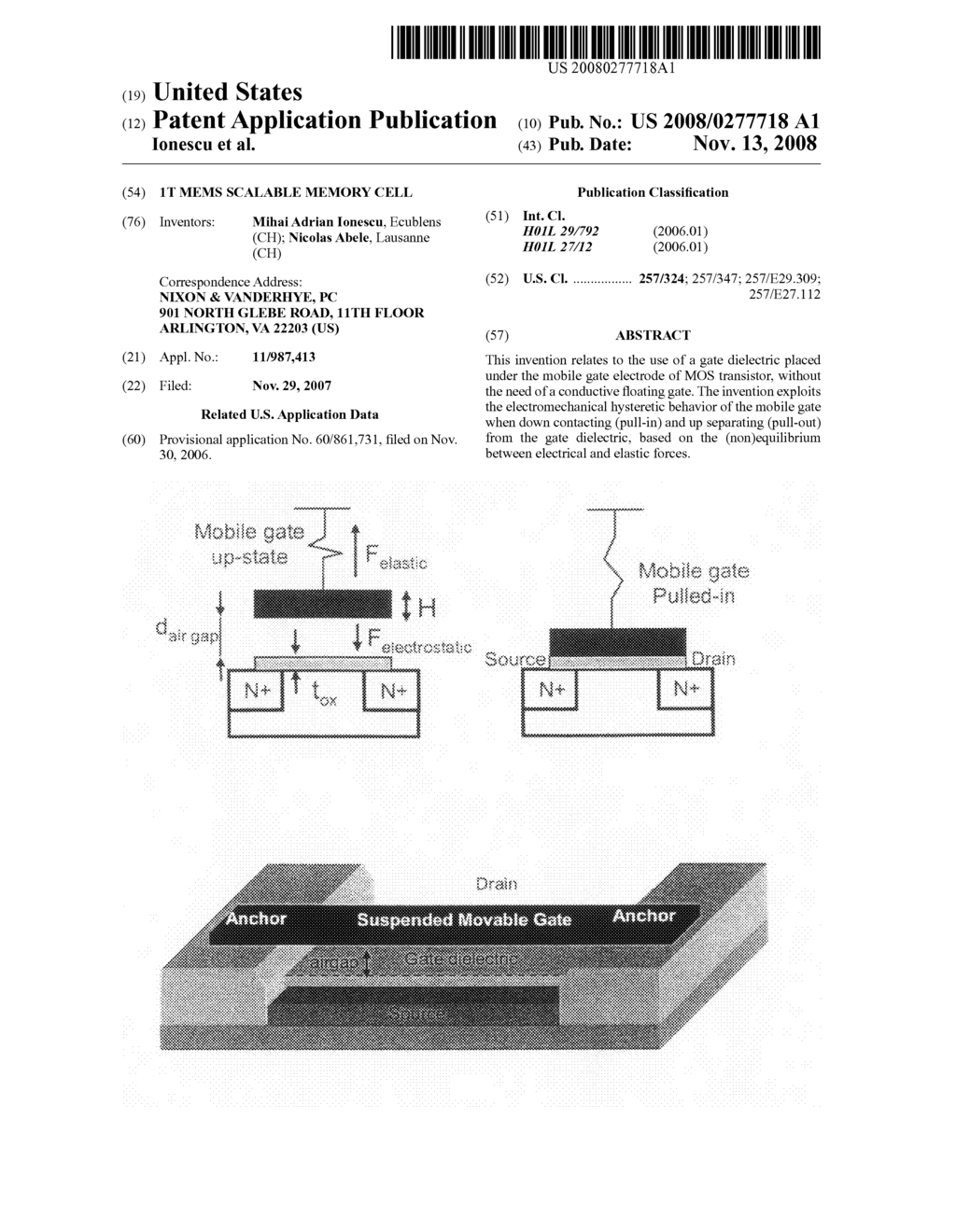 1T MEMS scalable memory cell - diagram, schematic, and image 01