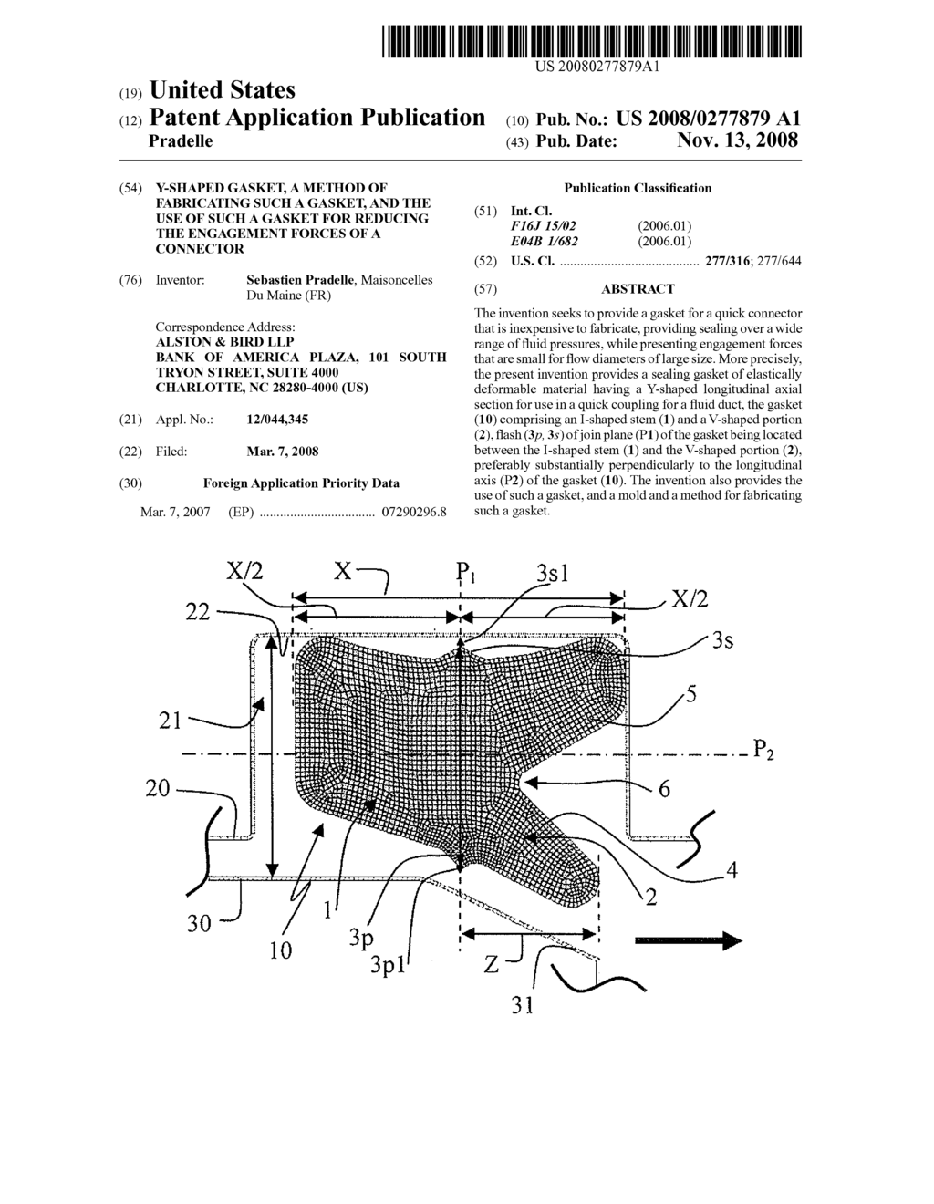 Y-shaped gasket, a method of fabricating such a gasket, and the use of such a gasket for reducing the engagement forces of a connector - diagram, schematic, and image 01