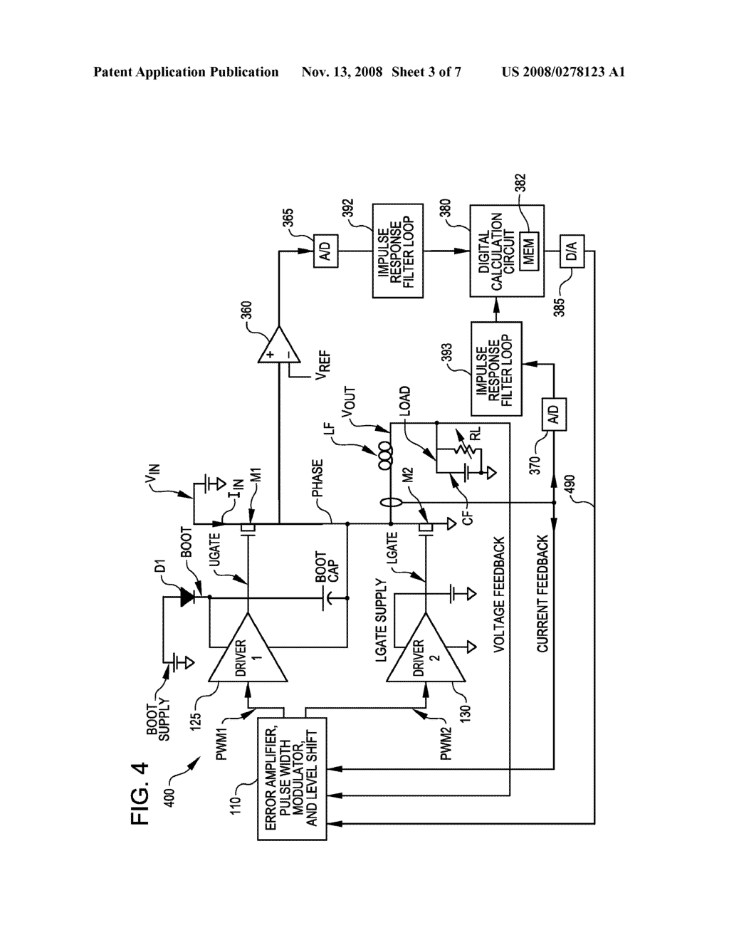 Switching regulator circuit, system, and method for providing input current measurement without a dedicated input current sense element - diagram, schematic, and image 04