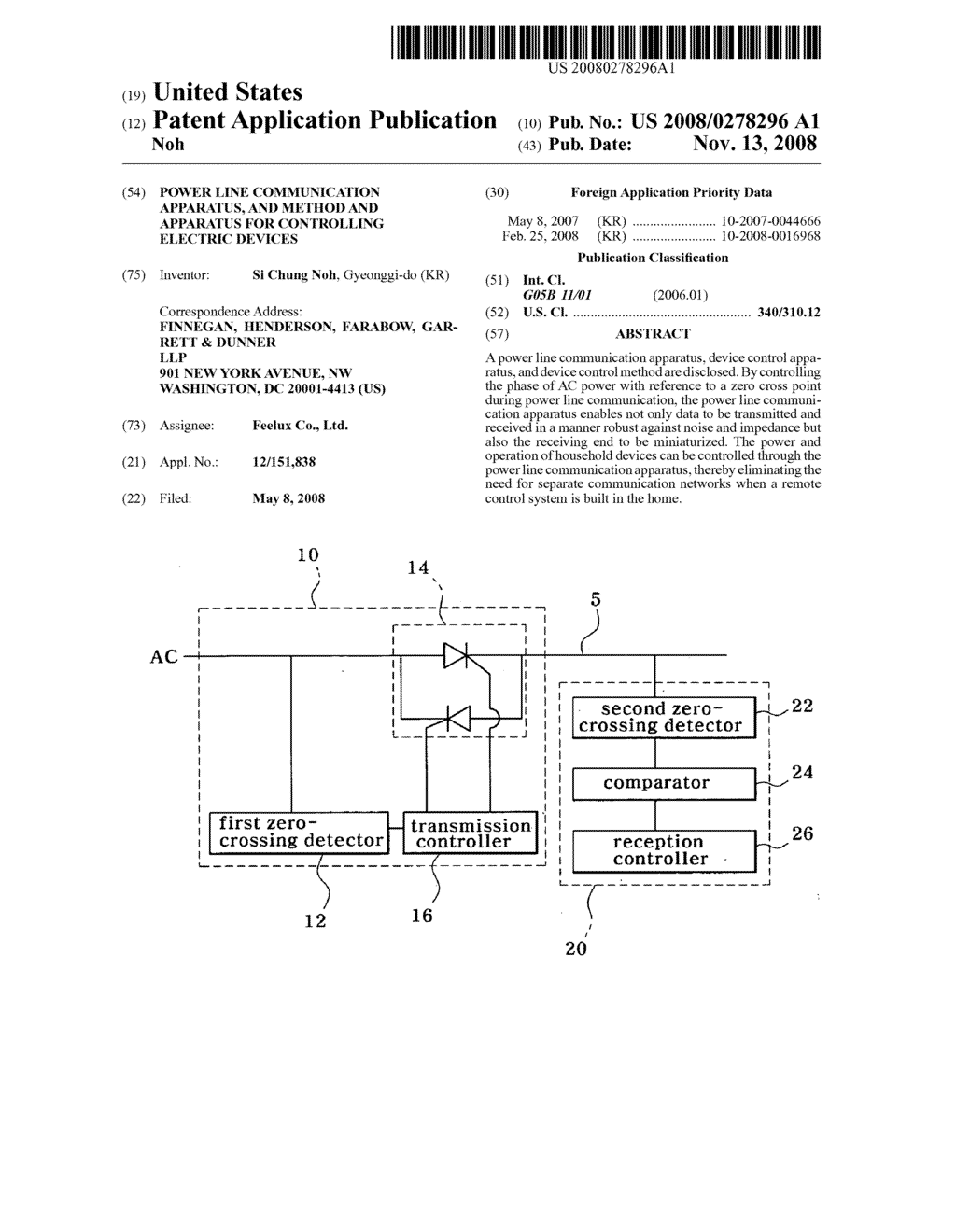 Power line communication apparatus, and method and apparatus for controlling electric devices - diagram, schematic, and image 01