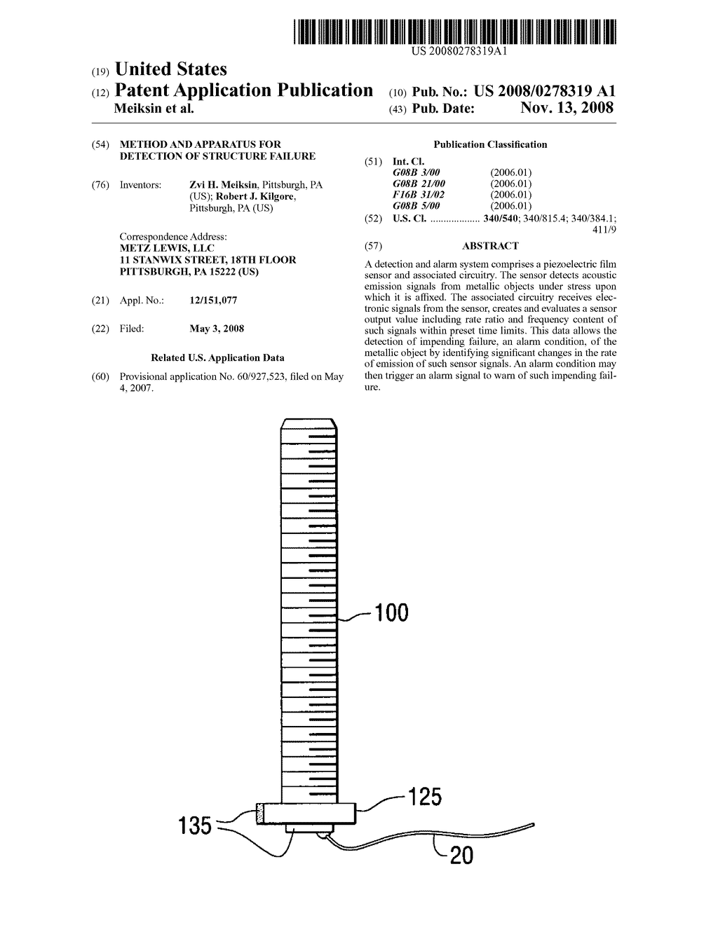 Method and apparatus for detection of structure failure - diagram, schematic, and image 01