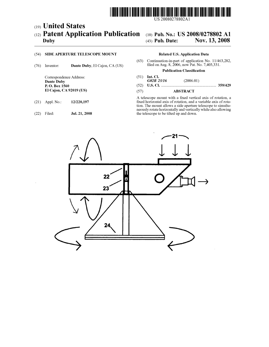 Side Aperture telescope mount - diagram, schematic, and image 01