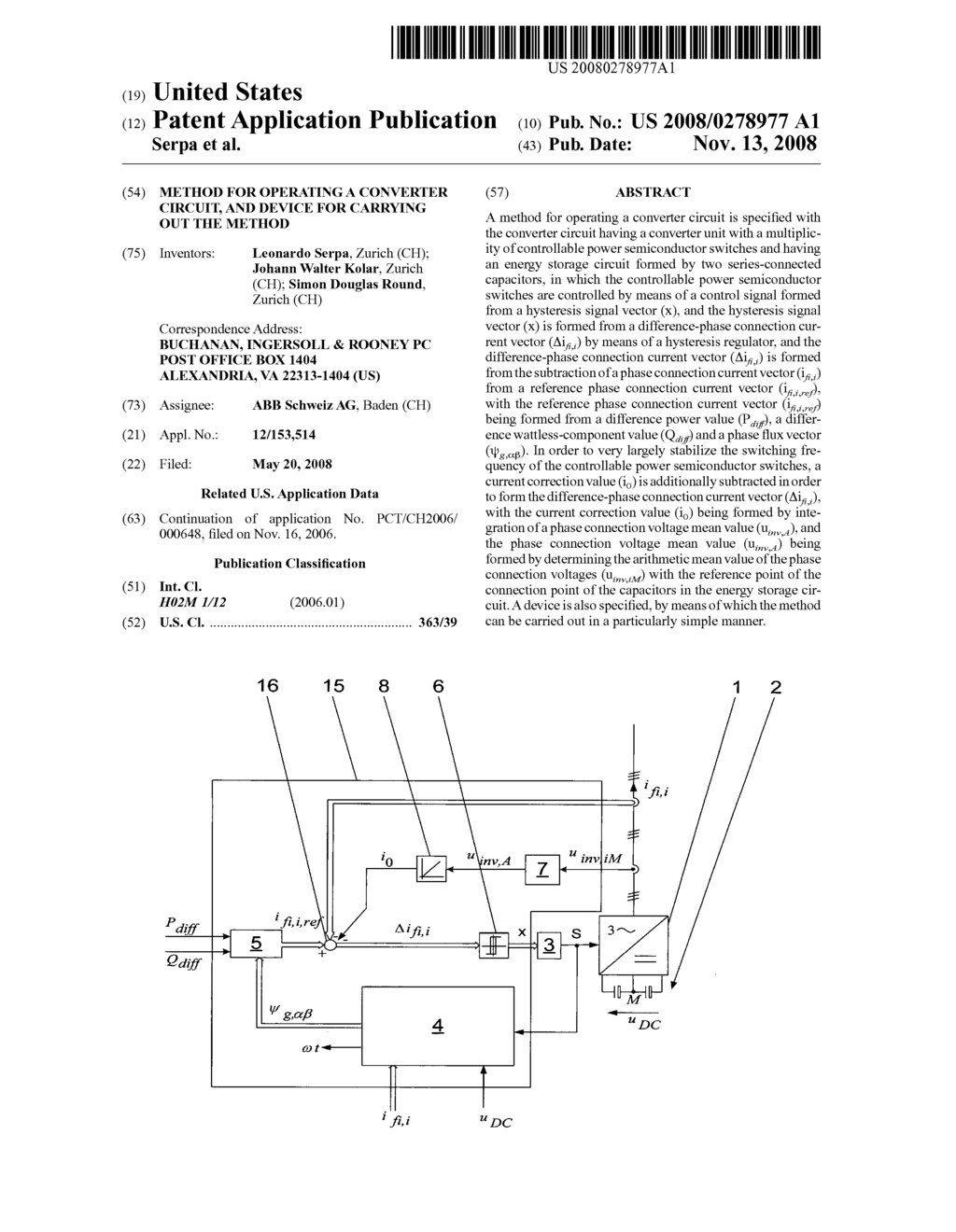 Method for operating a converter circuit, and device for carrying out the method - diagram, schematic, and image 01