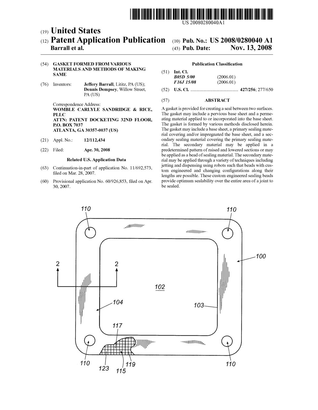 Gasket Formed From Various Materials And Methods Of Making Same - diagram, schematic, and image 01