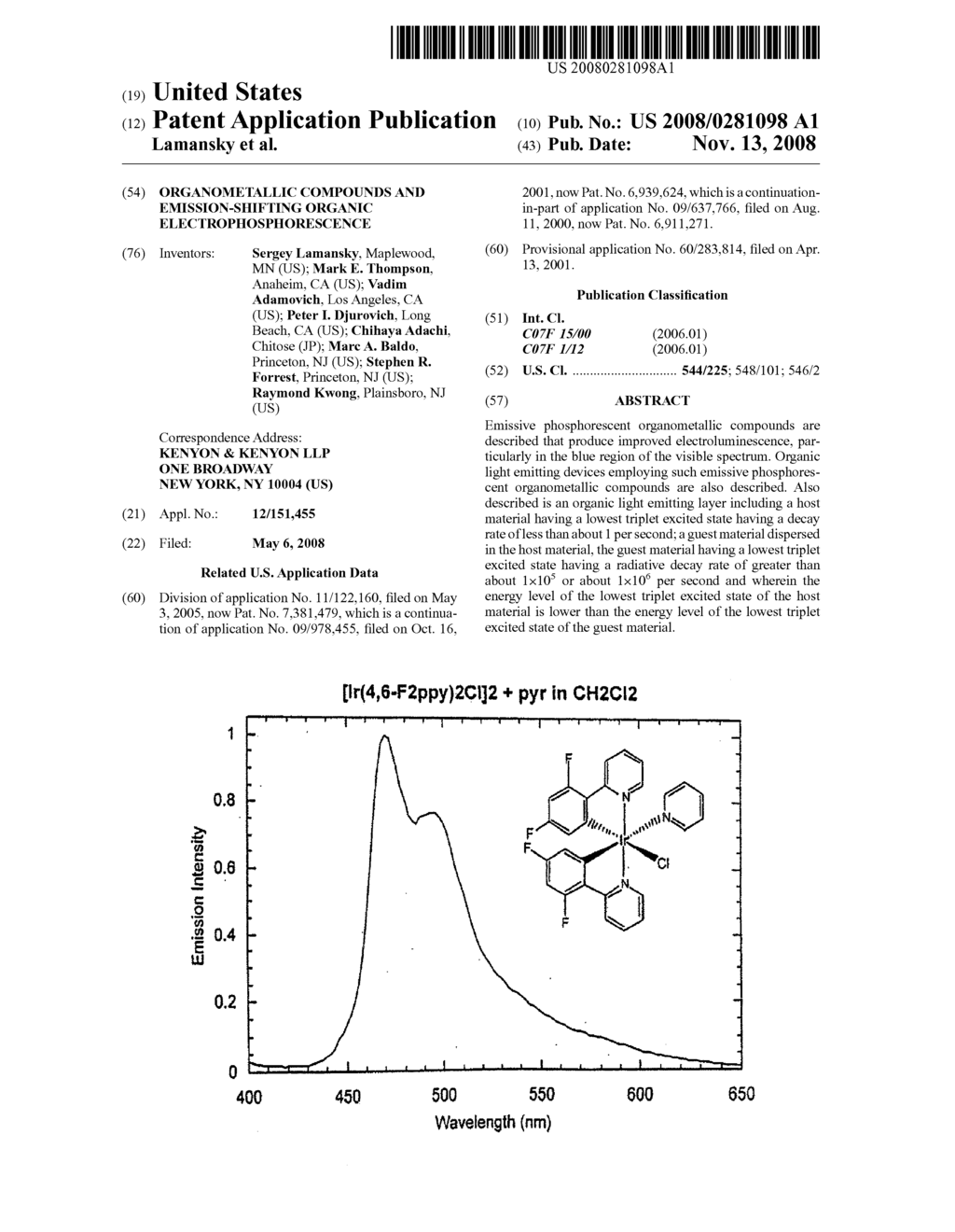 Organometallic compounds and emission-shifting organic electrophosphorescence - diagram, schematic, and image 01