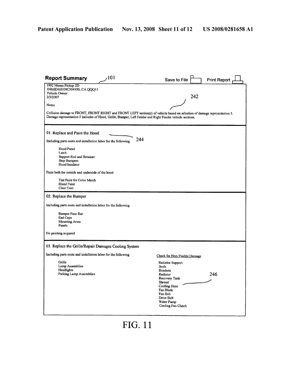 Systems and methods for creating and reviewing vehicle damage repair estimates, and notifying entities of issues relating to manufacturer's warranty or repair content - diagram, schematic, and image 12