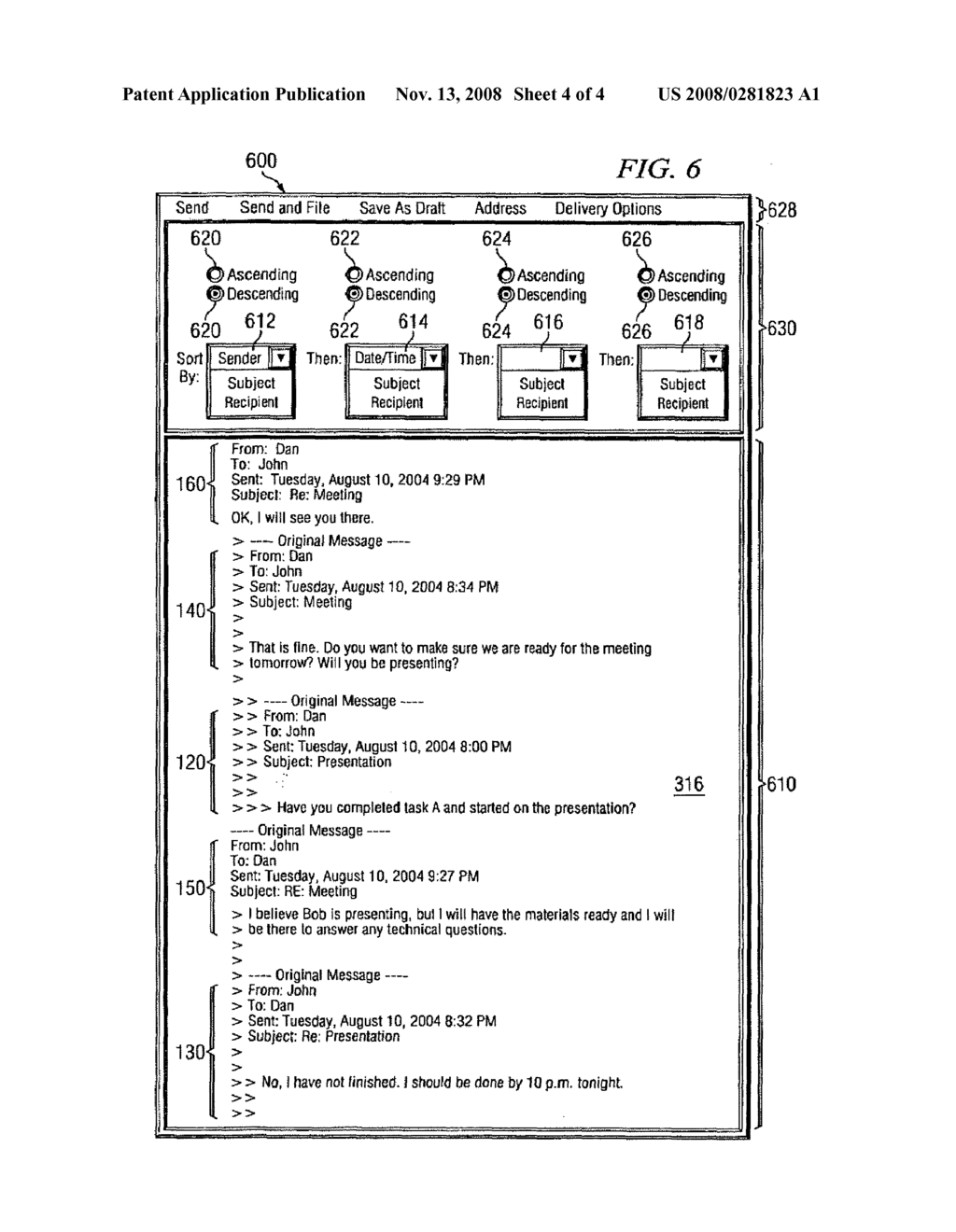 System and Method for Display of Chained Messages in a Single Email in Different Orders - diagram, schematic, and image 05