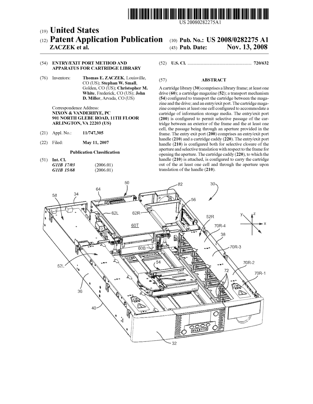 ENTRY/EXIT PORT METHOD AND APPARATUS FOR CARTRIDGE LIBRARY - diagram, schematic, and image 01