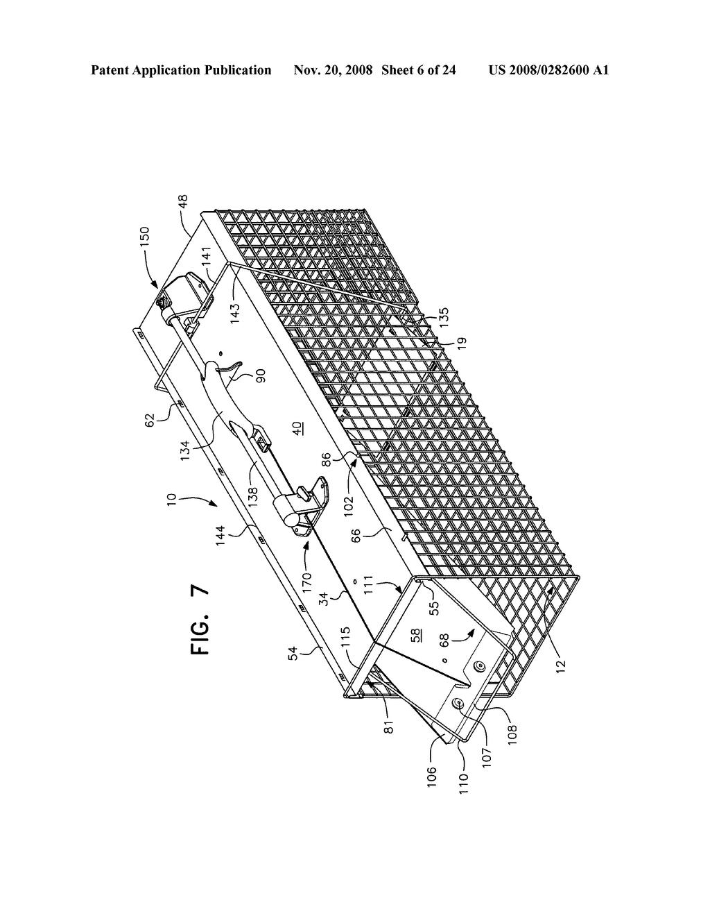 Cage trap with easy set and release mechanism - diagram, schematic, and image 07