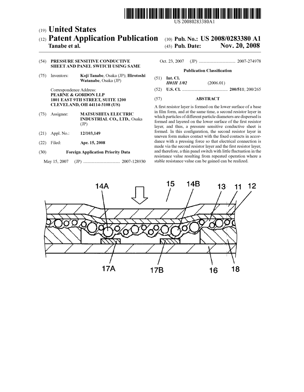 PRESSURE SENSITIVE CONDUCTIVE SHEET AND PANEL SWITCH USING SAME - diagram, schematic, and image 01