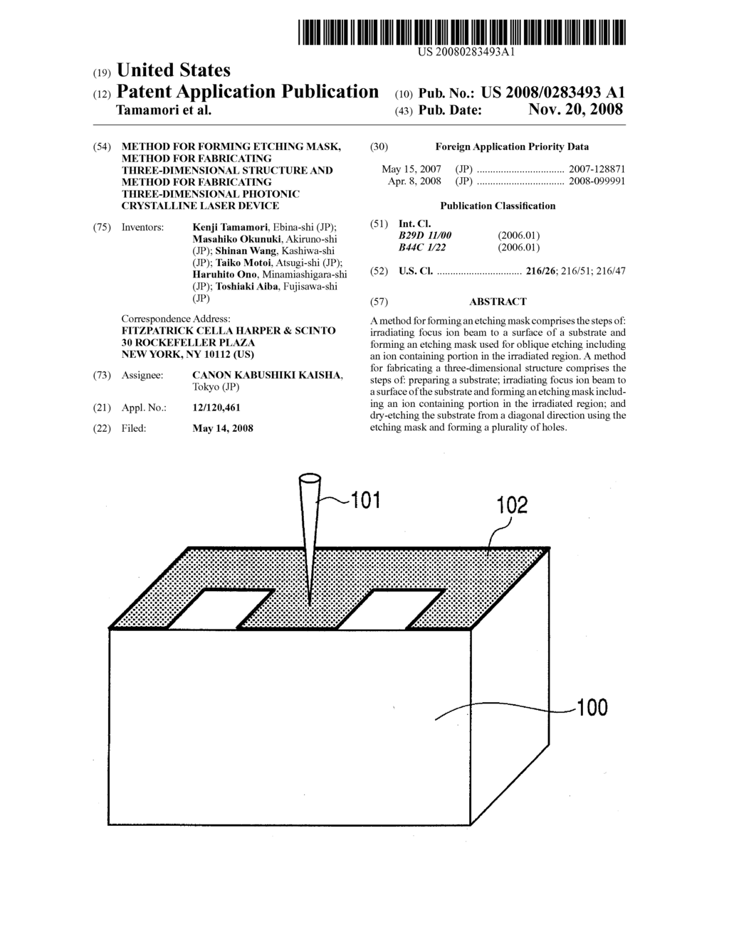 METHOD FOR FORMING ETCHING MASK, METHOD FOR FABRICATING THREE-DIMENSIONAL STRUCTURE AND METHOD FOR FABRICATING THREE-DIMENSIONAL PHOTONIC CRYSTALLINE LASER DEVICE - diagram, schematic, and image 01