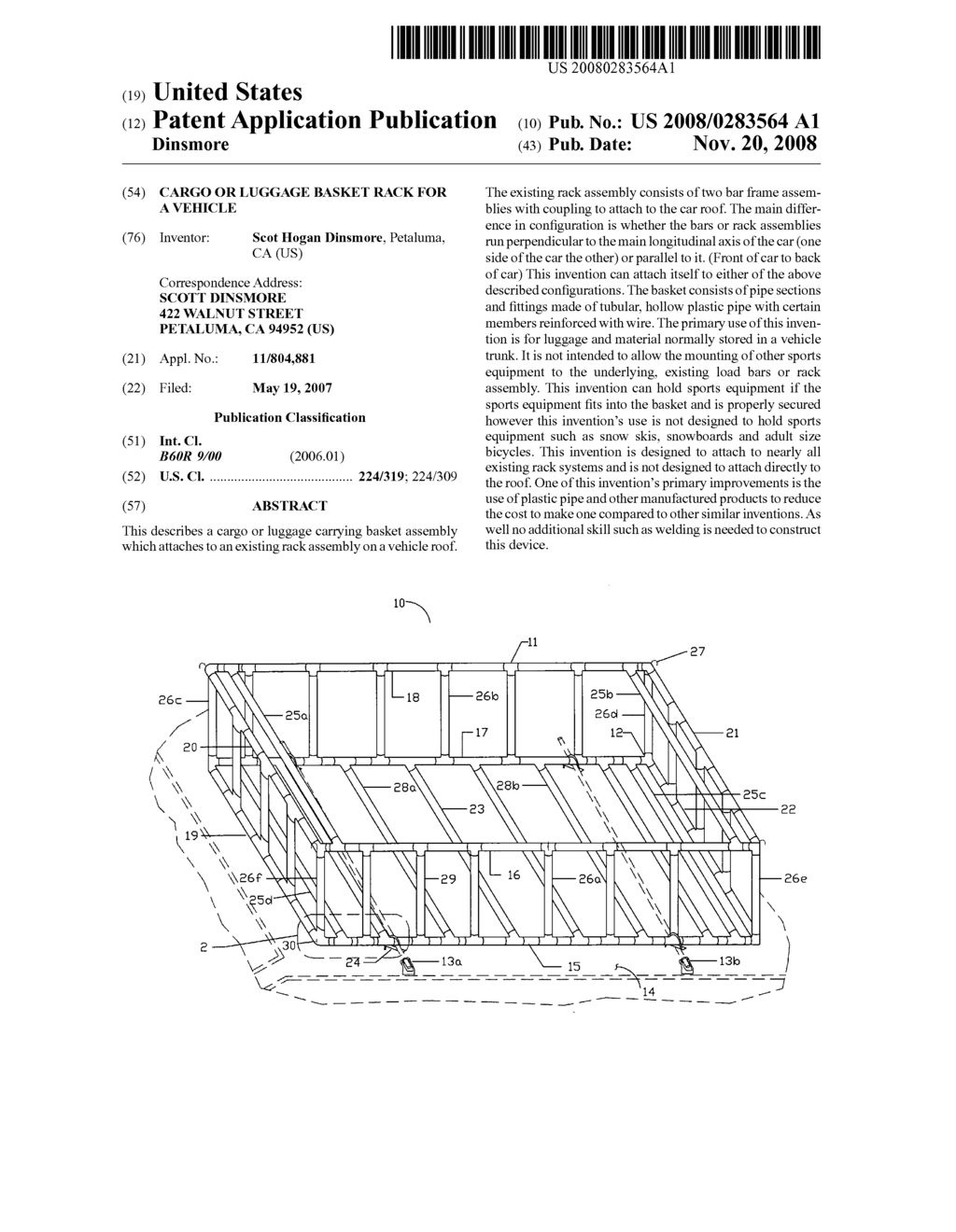 Cargo or luggage basket rack for a vehicle - diagram, schematic, and image 01