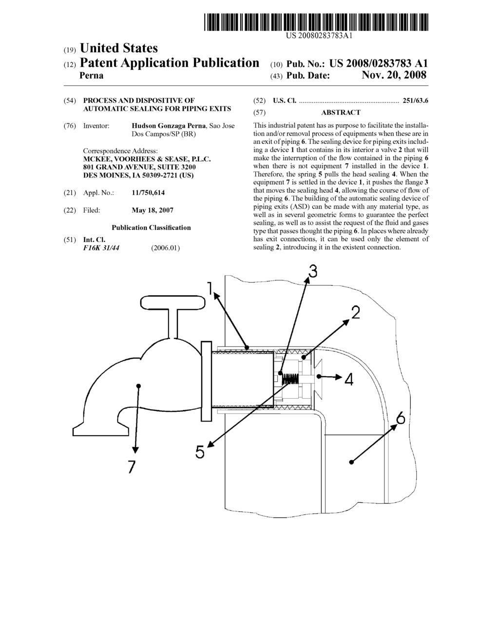 PROCESS AND DISPOSITIVE OF AUTOMATIC SEALING FOR PIPING EXITS - diagram, schematic, and image 01