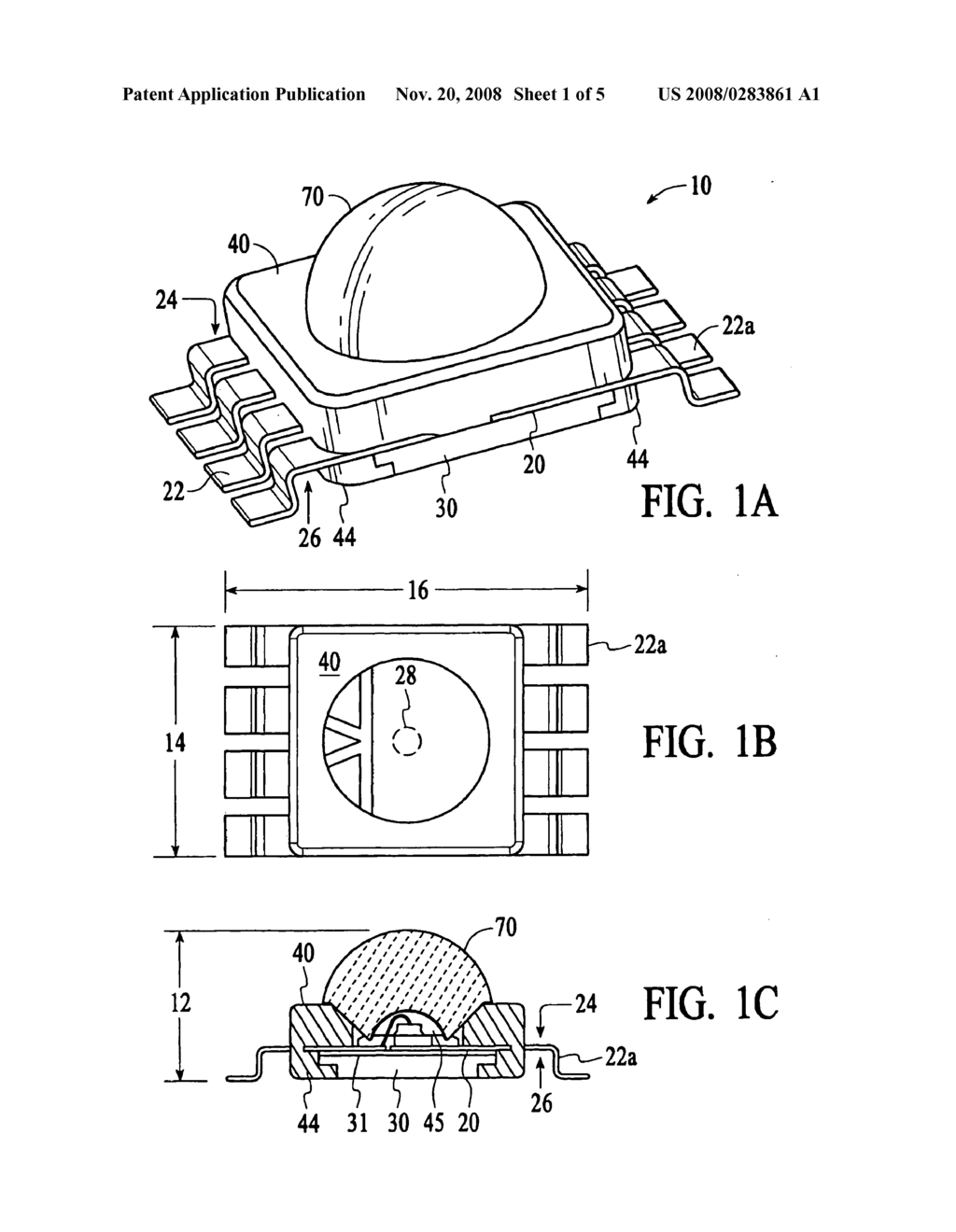 Power light emitting die package with reflecting lens and the method of making the same - diagram, schematic, and image 02