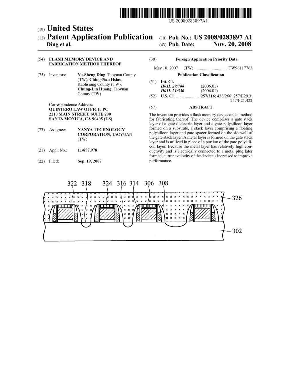 FLASH MEMORY DEVICE AND FABRICATION METHOD THEREOF - diagram, schematic, and image 01