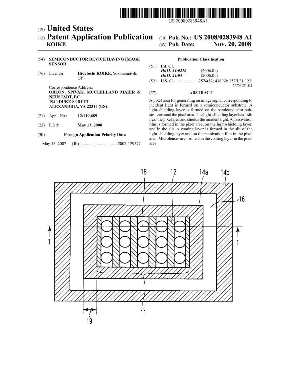 SEMICONDUCTOR DEVICE HAVING IMAGE SENSOR - diagram, schematic, and image 01