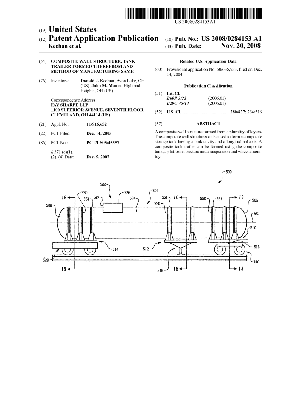 Composite Wall Structure, Tank Trailer Formed Therefrom and Method of Manufacturing Same - diagram, schematic, and image 01