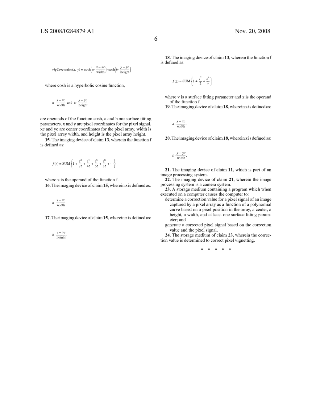 Methods and apparatuses for vignetting correction in image signals - diagram, schematic, and image 12