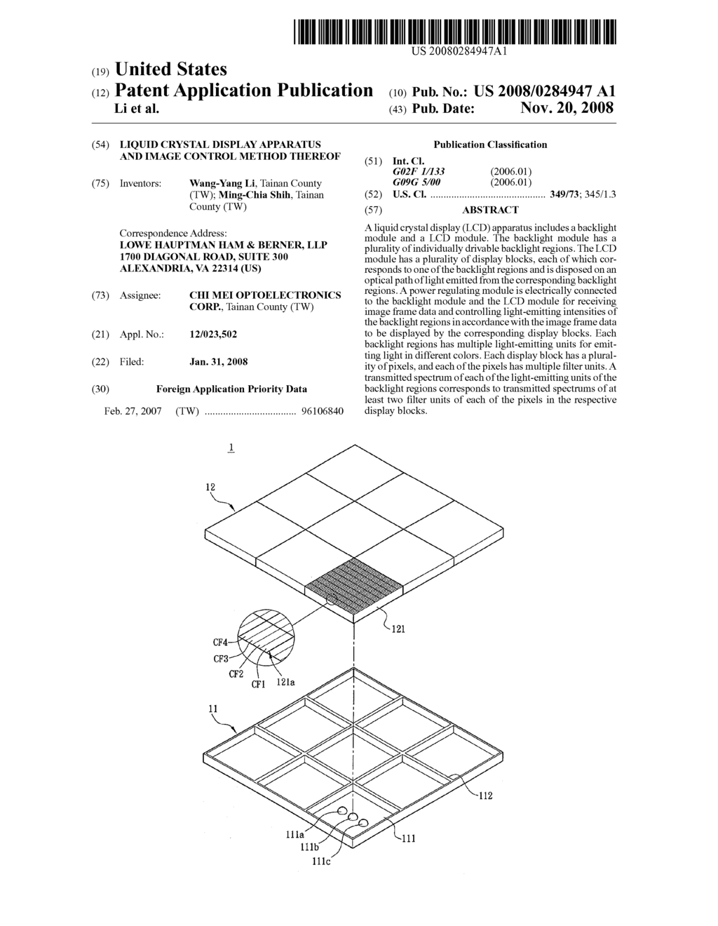 LIQUID CRYSTAL DISPLAY APPARATUS AND IMAGE CONTROL METHOD THEREOF - diagram, schematic, and image 01