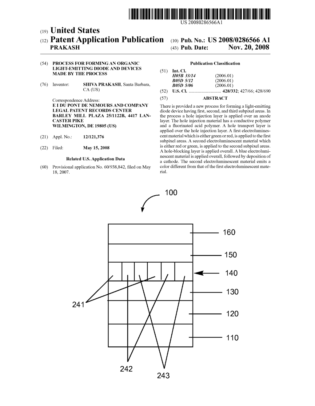 PROCESS FOR FORMING AN ORGANIC LIGHT-EMITTING DIODE AND DEVICES MADE BY THE PROCESS - diagram, schematic, and image 01