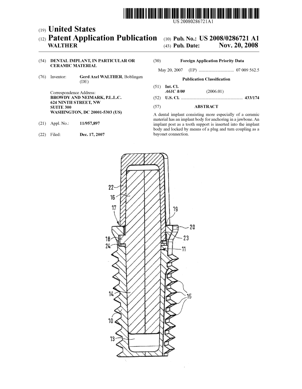 DENTAL IMPLANT, IN PARTICULAR OR CERAMIC MATERIAL - diagram, schematic, and image 01