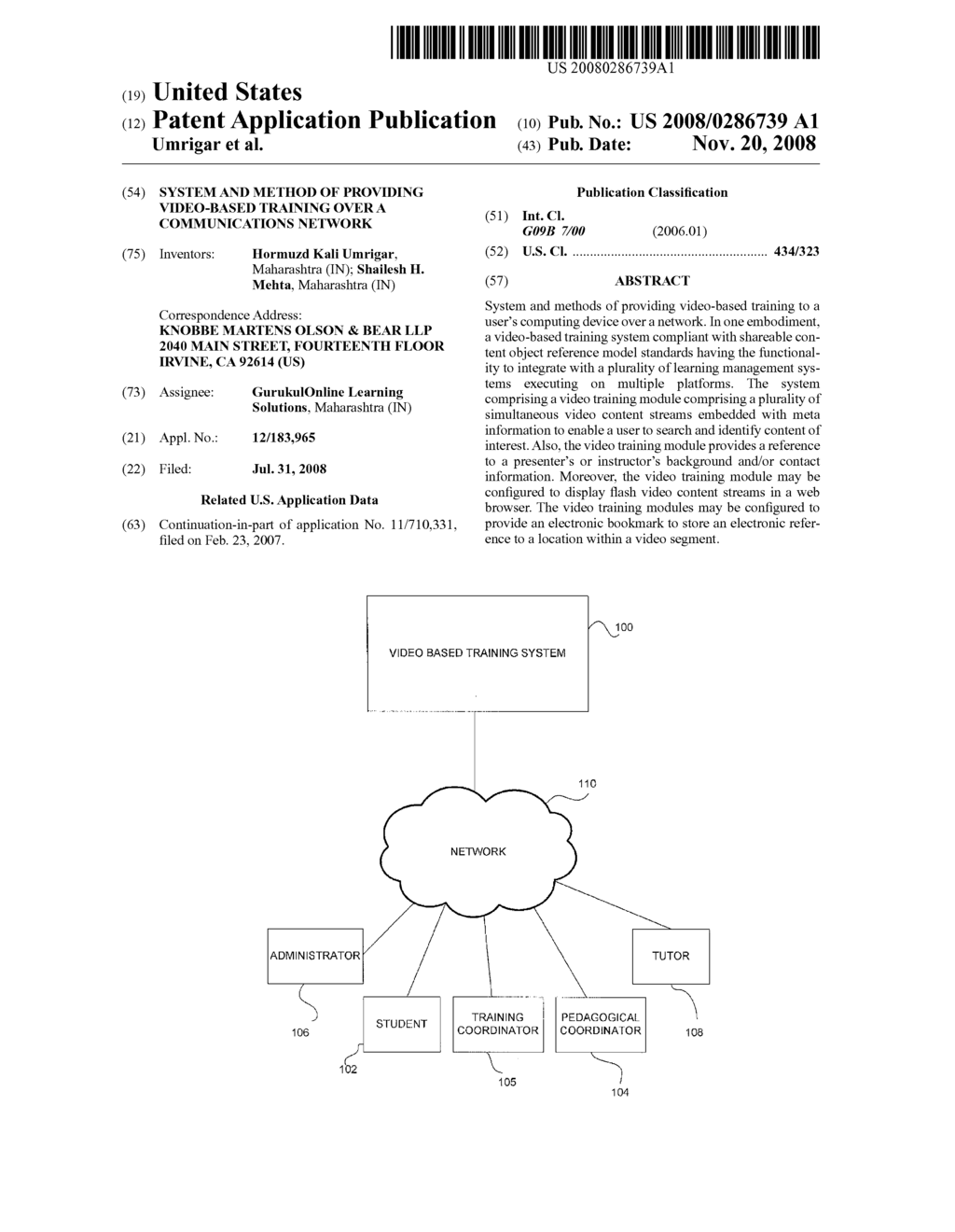 SYSTEM AND METHOD OF PROVIDING VIDEO-BASED TRAINING OVER A COMMUNICATIONS NETWORK - diagram, schematic, and image 01