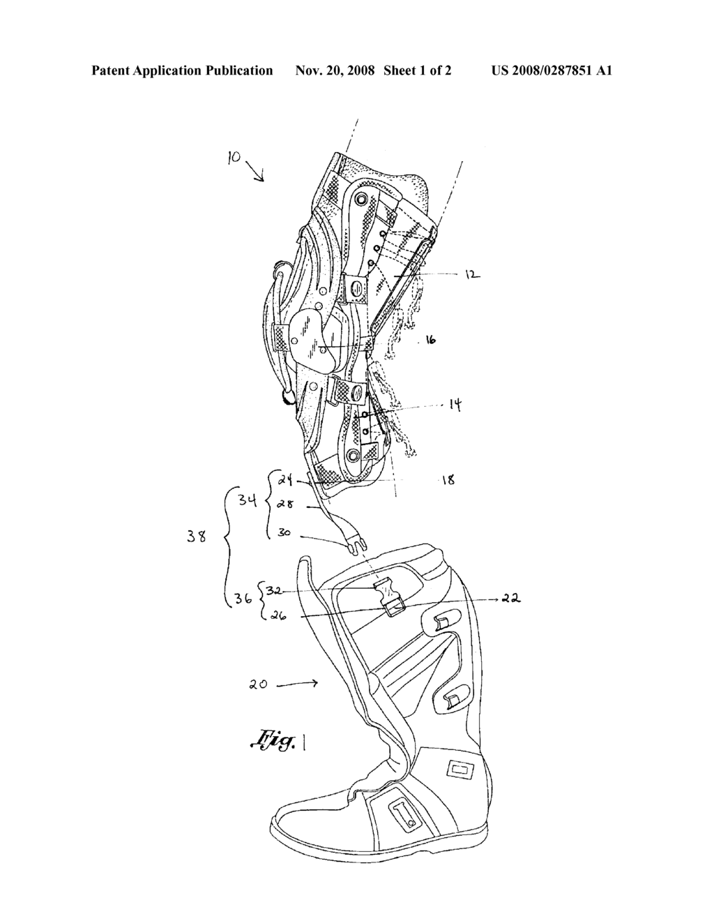 FLEXIBLE TETHER MEMBER CONNECTING A KNEE BRACE TO A BOOT - diagram, schematic, and image 02