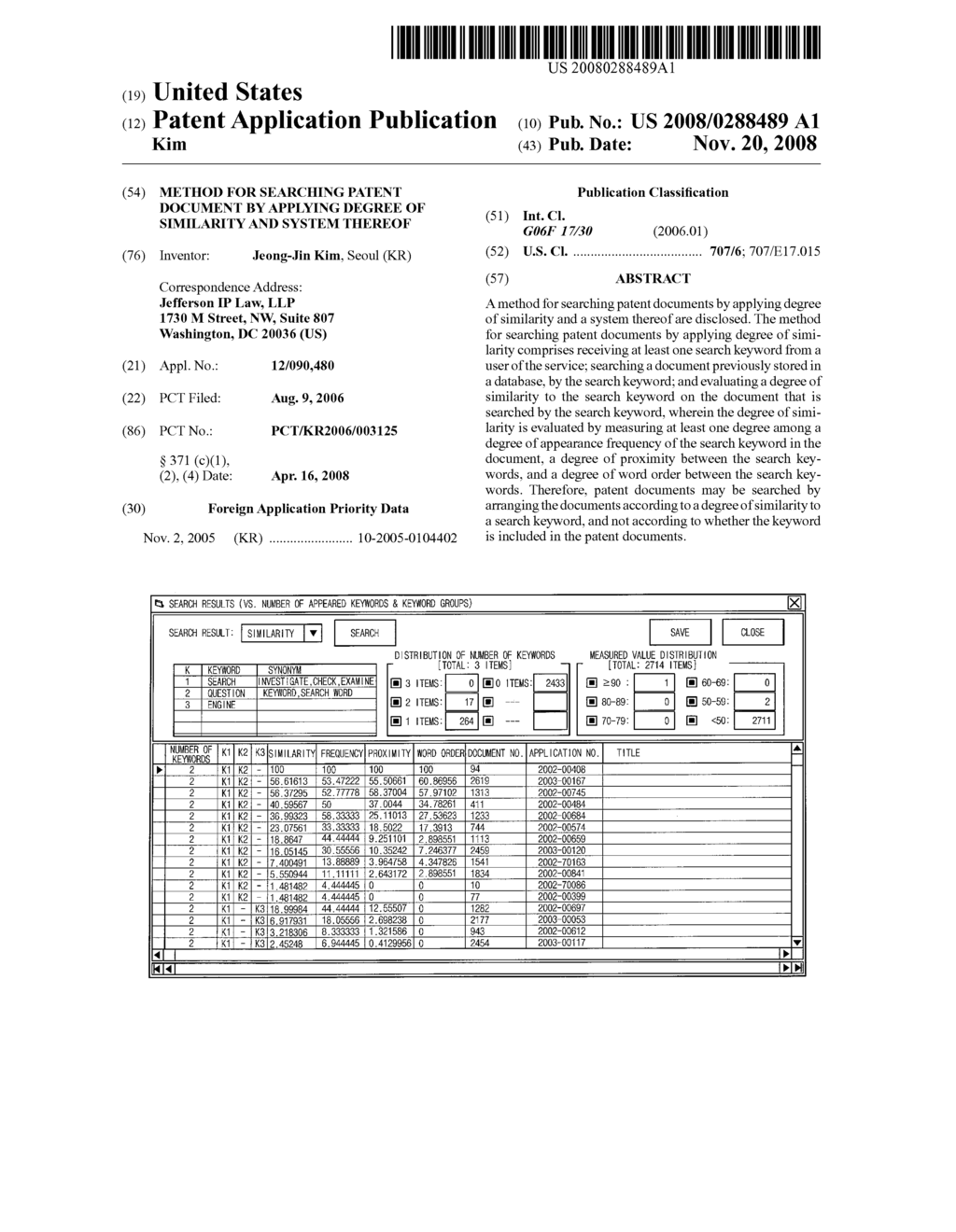 Method for Searching Patent Document by Applying Degree of Similarity and System Thereof - diagram, schematic, and image 01