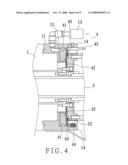 Braking structure of a lathe for allowing a workpiece to be gripped in position diagram and image